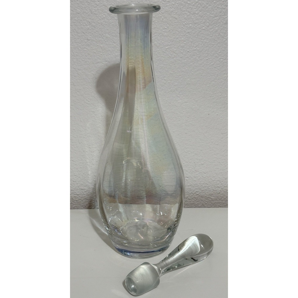 Vintage Toscany Handblown Iridescent Decanter Genie Bottle With Stopper 15" - Picture 11 of 16